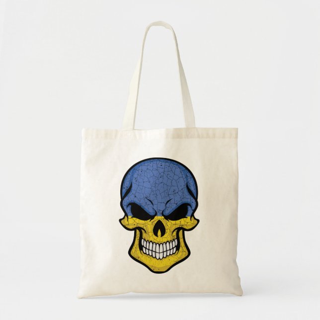 Ukraina Smiling Skull Flagga Tygkasse (Framsidan)