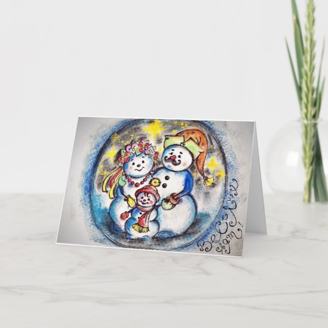 Ukraina-Snögubbar - vykort för familjen (Framsida)