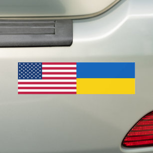 Ukraina Solidarity USA American Flagga Bildekal