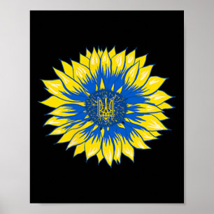 Ukraina Solros Fickstil Retro Blommig Ukrain Poster
