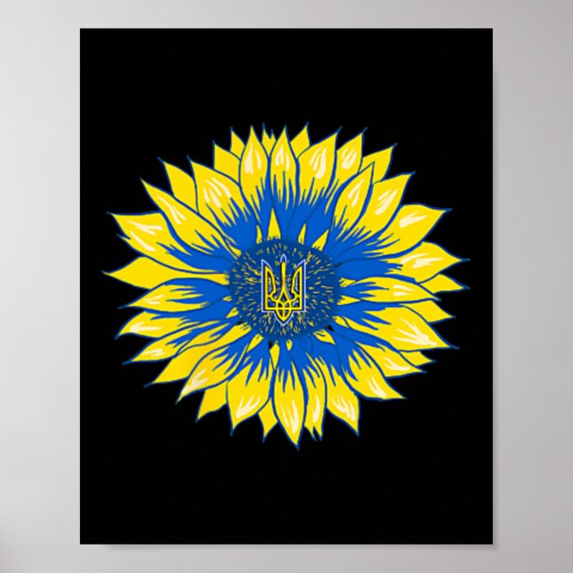 Ukraina Solros Fickstil Retro Blommig Ukrain Poster (Framsidan)