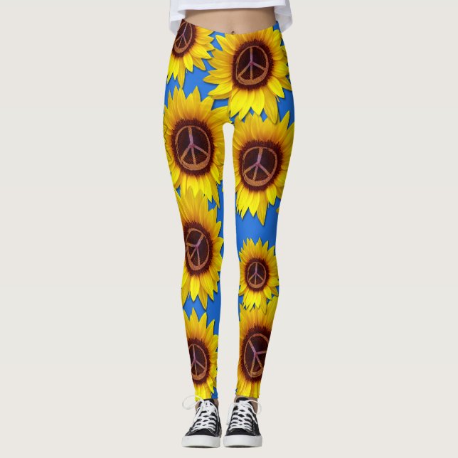 Ukraina Solros Fredssymbol Tecken Anti-Krig Kärlek Leggings (Framsida)