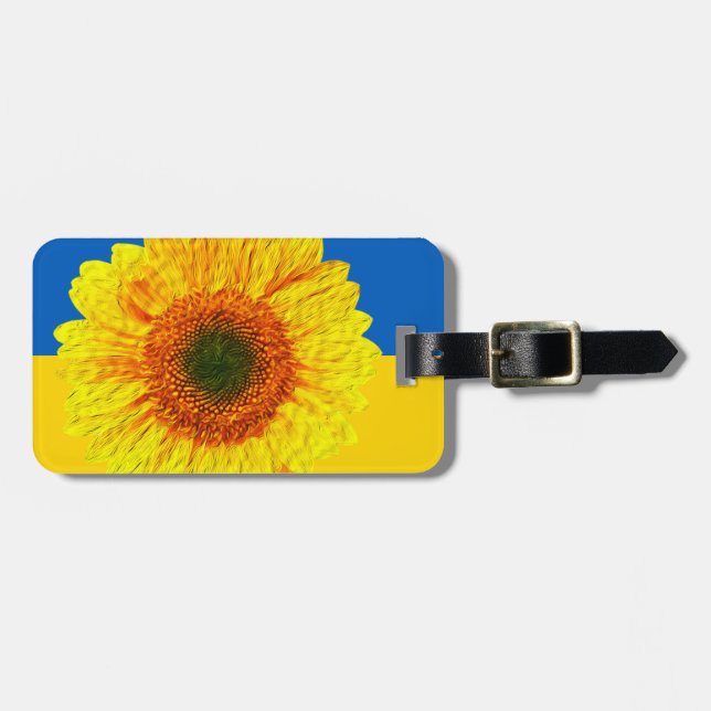 Ukraina Solros och ukrainsk Flagga / blomma Bagagebricka (Horisontell Framsida)