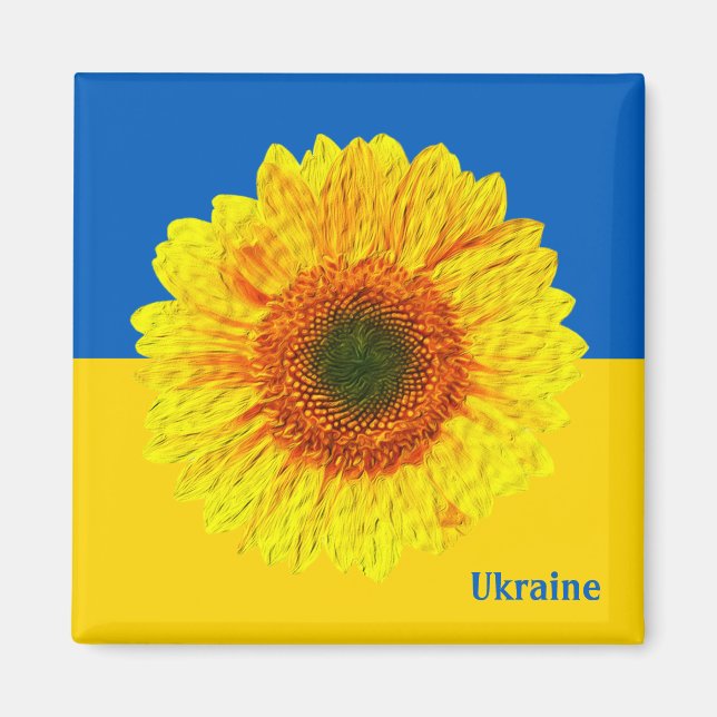 Ukraina Solros och ukrainsk Flagga / blomma Magnet (Framsidan)