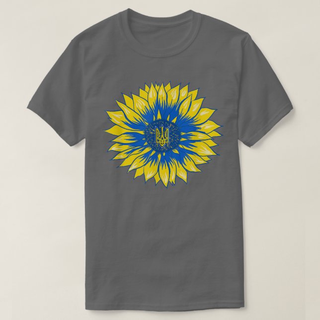 Ukraina Solros Retro Blommigt Ukrainas Flagga T Shirt (Design framsida)