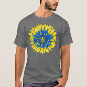 Ukraina Solros Retro Blommigt Ukrainas Flagga T Shirt