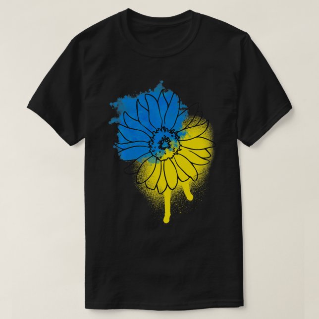 Ukraina Solros T för Women Blue Gult Flagga Col T Shirt (Design framsida)