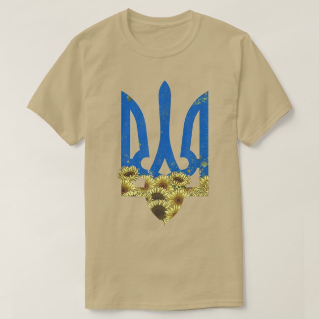 Ukraina Solros Tee Blommigt Ukrainska Trysub Ukra (Design framsida)