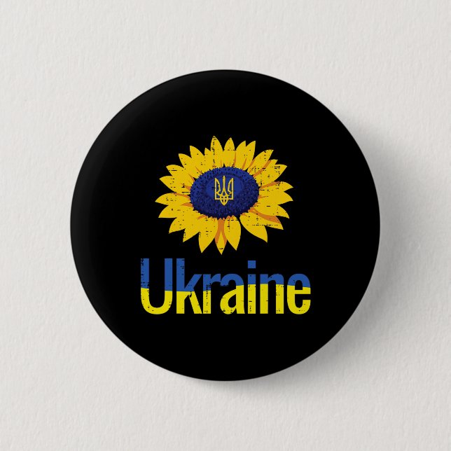 Ukraina Solros Trident Tryzub Ukrainskt Symbol  Knapp (Framsida)
