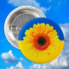 Ukraina Solros & ukrainsk Flagga / blomknapp Knapp