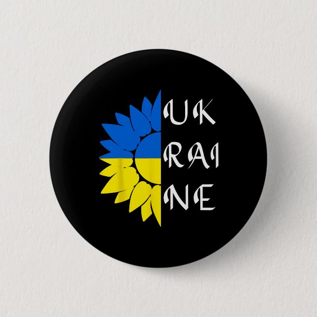 Ukraina Solros Ukrainsk Flagga Jag Står Med Ukrain Knapp (Framsida)