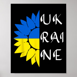 Ukraina Solros Ukrainsk Flagga Jag Står Med Ukrain Poster