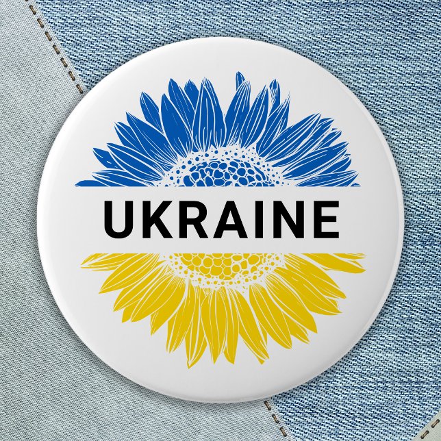 Ukraina Solrosstöd Solidaritet Ukraina Knapp (Skapare uppladdad)