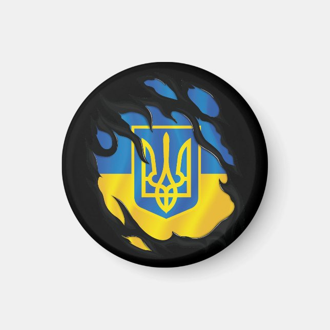 Ukraina söndersliten flagga magnet (Framsidan)