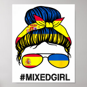 Ukraina Spanien Flagga Ukrainsk Spansk Rotsylta Poster