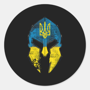 Ukraina Sparta Helmet Ukraina Vapensköld Flagga Ma Runt Klistermärke