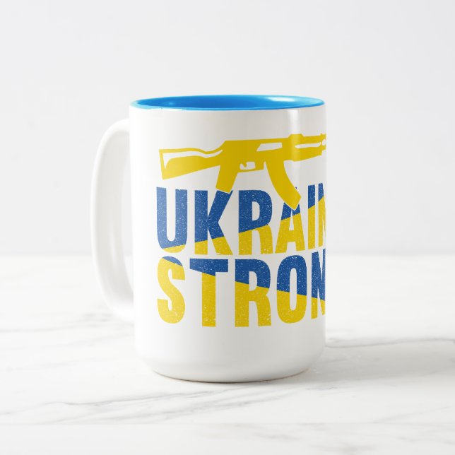 Ukraina Starkt stöd för Ukraina Två-Tonad Mugg (Framsida vänster)