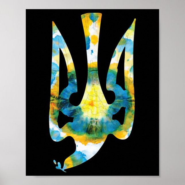Ukraina statsvapen i nationella färger Ukrainsk  Poster (Framsidan)