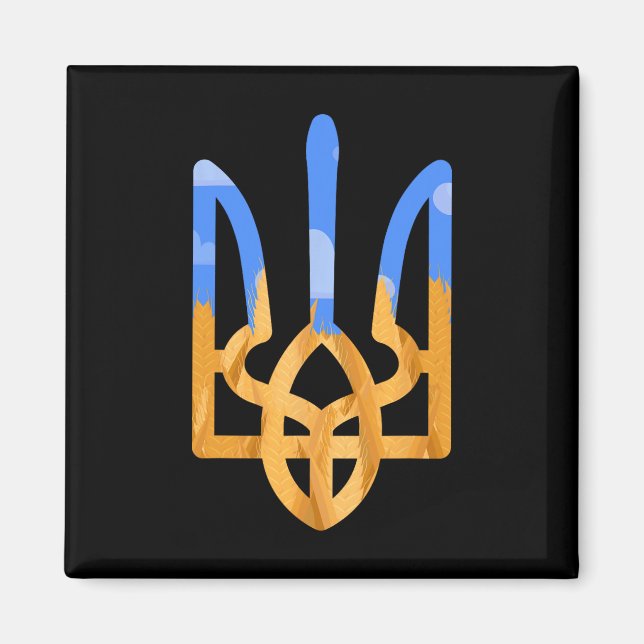 Ukraina statsvapen i nationella färger ukrainska  magnet (Framsidan)