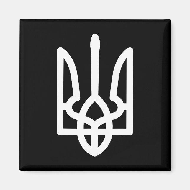 Ukraina statsvapen i vit färg ukrainsk kraft magnet (Framsidan)