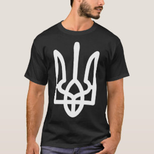 Ukraina statsvapen i vit färg ukrainsk kraft t shirt