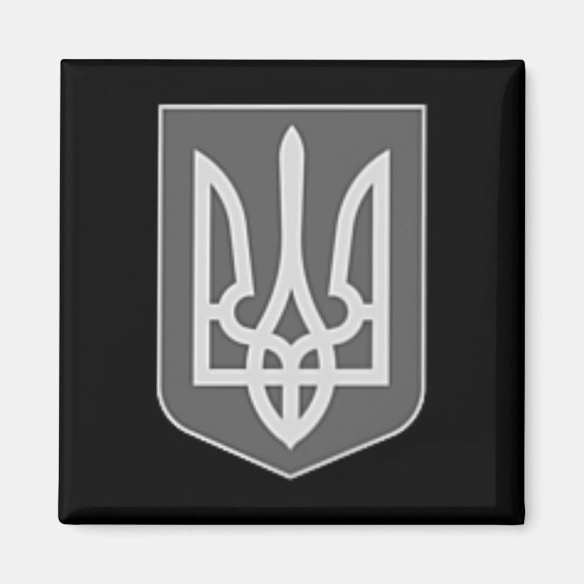 Ukraina statsvapen Silver Trident Emblem Zelensk Magnet (Framsidan)