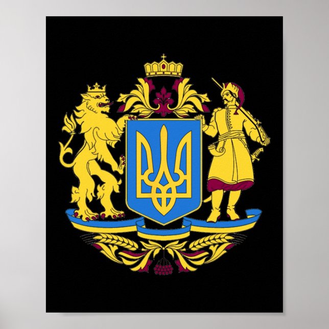 Ukraina statsvapen t-shirt flagga poster (Framsidan)