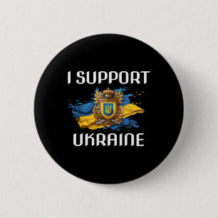 Ukraina Stöd Flagga Och Symbol Ukrainska Människor Knapp
