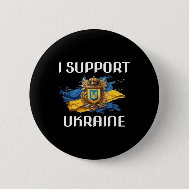 Ukraina Stöd Flagga Och Symbol Ukrainska Människor Knapp (Framsida)