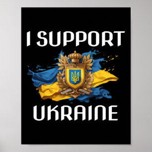 Ukraina Stöd Flagga Och Symbol Ukrainska Människor Poster