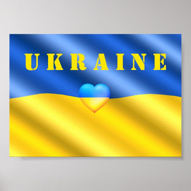 Ukraina - Stöd - Fred Frihet - Ukrainsk Flagga Poster (Framsidan)