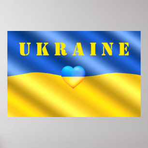 Ukraina - Stöd - fredsfrihet - Ukrainas Flagga Poster