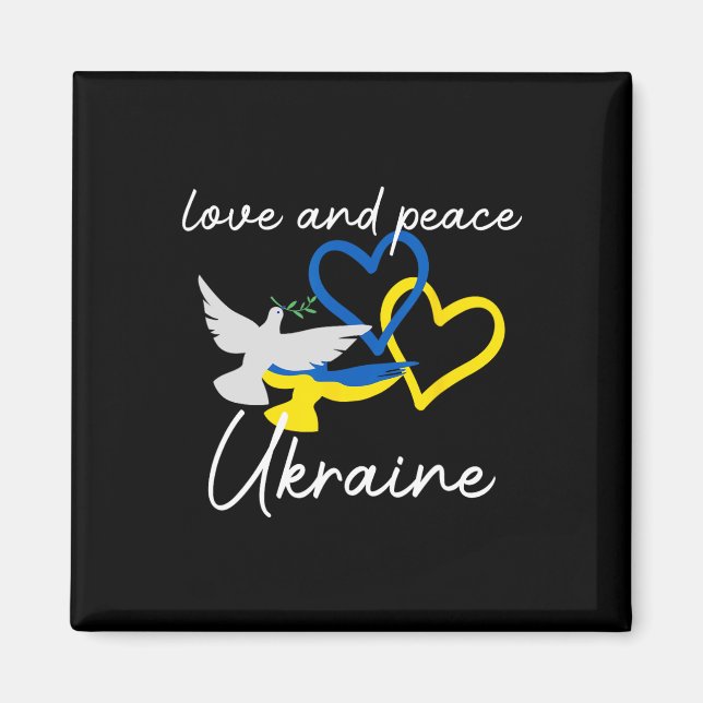 Ukraina Stöd Hopp Positivitet Fredlig Duva Entusia Magnet (Framsidan)