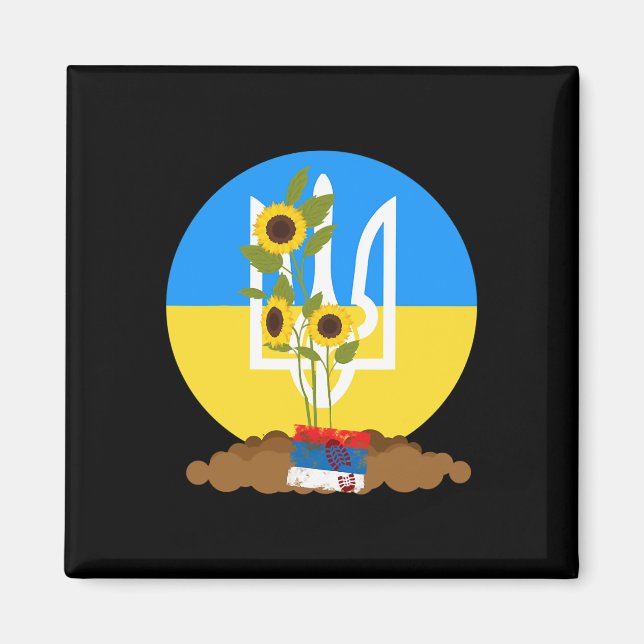 Ukraina stöd solrosfrö Stå med Ukraina Magnet (Framsidan)