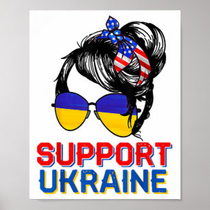 Ukraina-stöd Tröja Kvinna Flagga Amerikansk Ukrain Poster