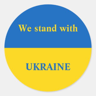 Ukraina stöder gult blue flagga runt klistermärke