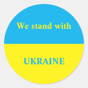 Ukraina stöder gult blue flagga runt klistermärke