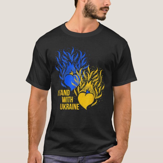 Ukraina stöder Ukrainas Flagga Färg Blue Gult F T Shirt (Framsida)