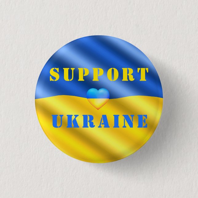 Ukraina - Stödfrihet - fred - Ukrainas Flagga Knapp (Framsida)