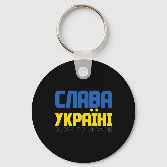 Ukraina-stödtröja för kvinnor män kyrilliska Slava Nyckelring (Framsida)