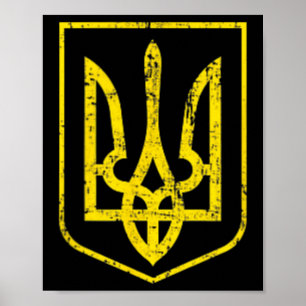 Ukraina Stolthet Ukrainsk Flagga Vapen Coat Of Arm Poster