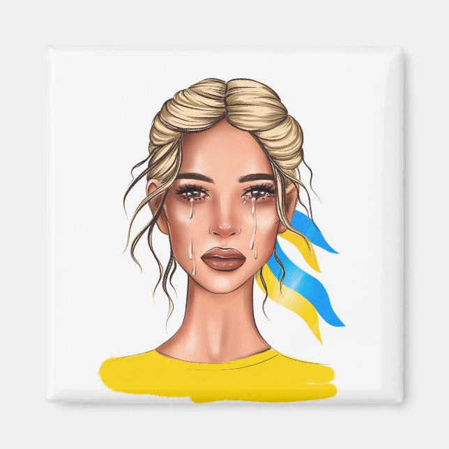 Ukraina Stop Krig Blonde Magnet (Framsidan)