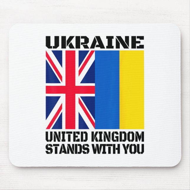 Ukraina Storbritannien Står Med Dig Brittiskt Stöd Musmatta (Framsidan)