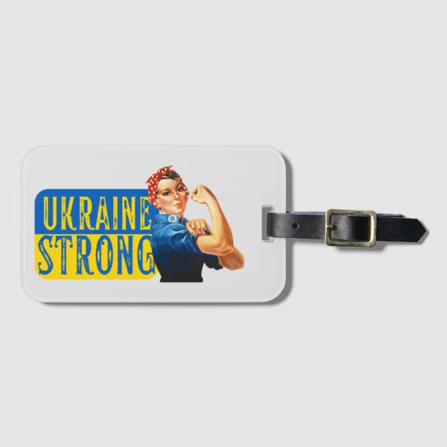 Ukraina Strong Rosie Riveter Bagagebricka (Framsida horisontal)
