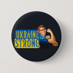 Ukraina Strong Rosie Riveter Knapp