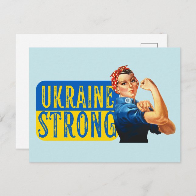 Ukraina Strong Rosie Riveter Vykort (Fram/baksida)