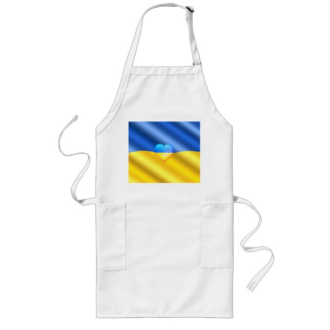 Ukraina - Support - Freedom Peace - Ukrainas Flagg Långt Förkläde (Framsidan)