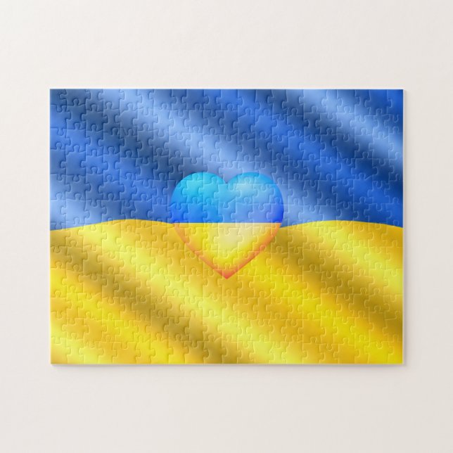 Ukraina - Support - Freedom Peace - Ukrainas Flagg Pussel (Horisontell)