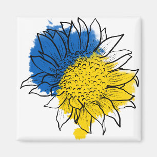 Ukraina Support Solrosblomma Magnet