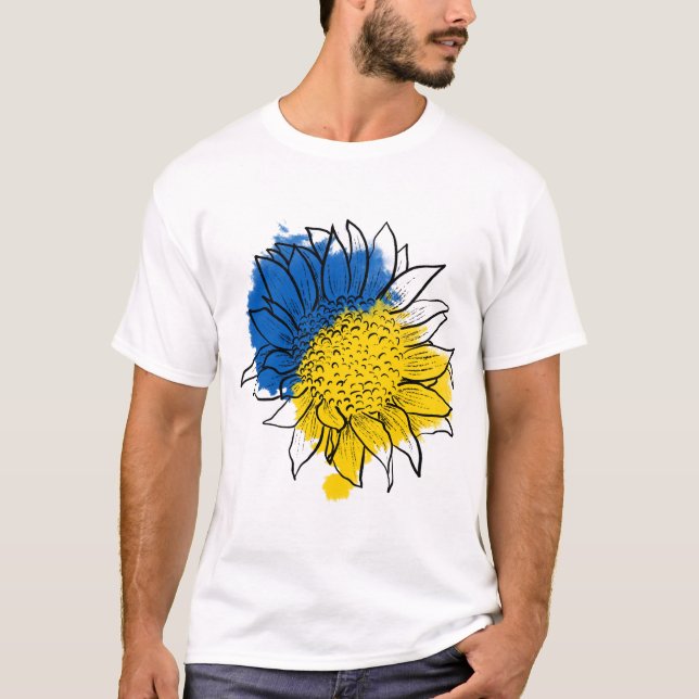 Ukraina Support Solrosblomma T Shirt (Framsida)